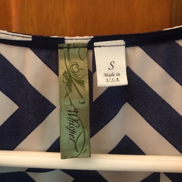 Navy Blue and White Whisper Geometric Blouse - Picture 3 of 3